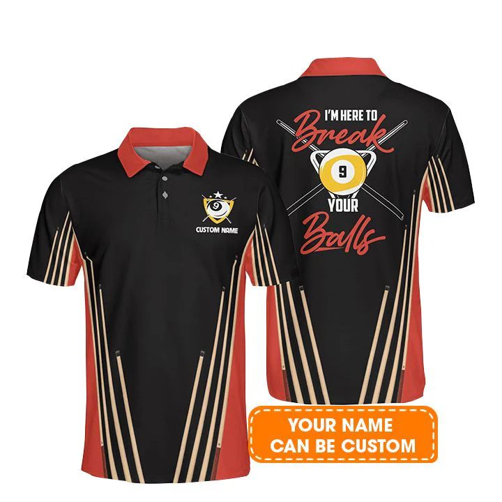 Billiard Men Polo Shirt Custom Name - Billiard Pool 9 Ball Personalized Polo Shirt For Men - Gift For Billiard Players, Billiard Lovers - Image 2