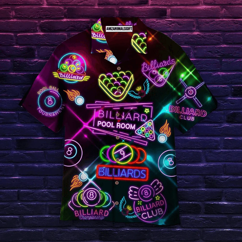 Billiards Aloha Hawaiian Shirts For Summer, Billiard Club Pool Room Neon Hawaiian Shirt Outfits For Men Women, Gift For Friend, Billiards Lovers - Image 2