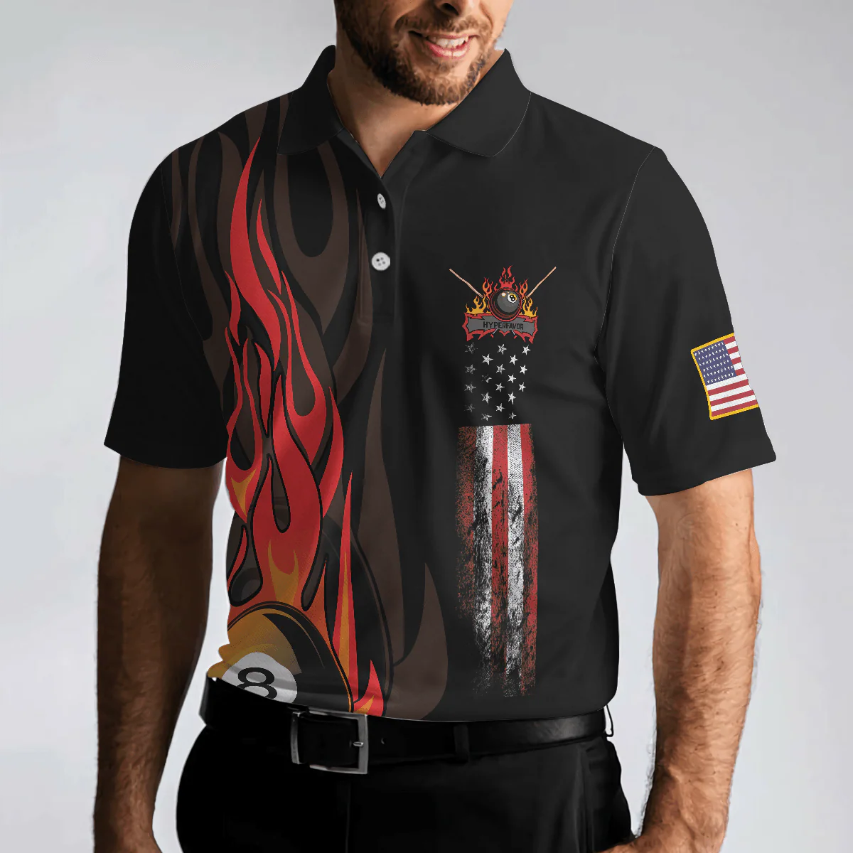 Billiards Men Polo Shirt, American Flag, Billiards Ball Flame, Eat Sleep Pool Repeat, 8 Ball Pool Billiards Polo Shirts, Gift For Billiards Lovers - Image 6