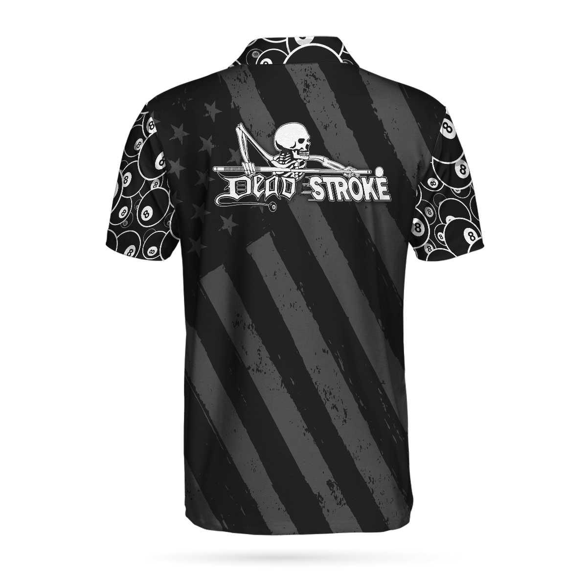 Billiards Men Polo Shirt, Billiards Dead Stroke Polo Shirt - Personalized Black Billiards Polo Shirt For Men, Cool Custom Billiards Team Polo Shirt - Image 2