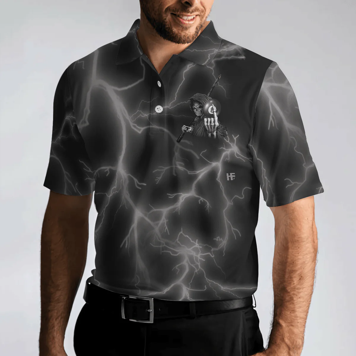 Billiards Men Polo Shirt, I Beat People With A Stick Polo Shirt, Black Billiards Polo Shirt For Billiards Enthusiasts, Perfect Polo Shirt For Men - Image 5