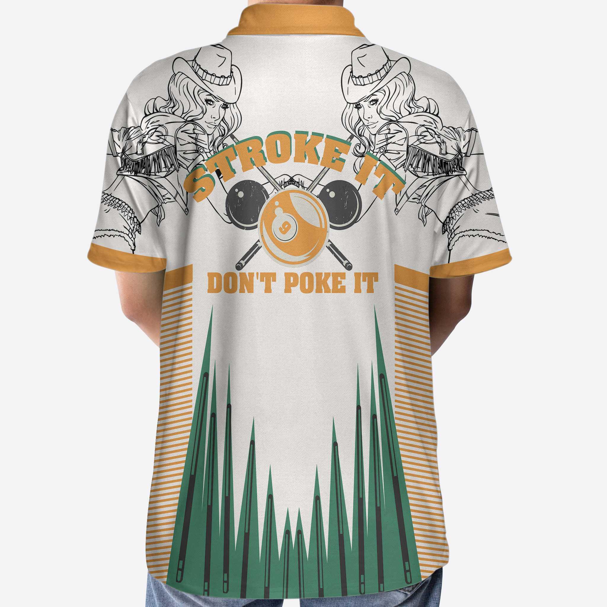 Billiards Polo Shirt, Stroke It Don't Poke It Billiards Polo Shirt, 8-ball Texas Cowgirl Sketching Polo Shirt - Perfect Gift For Men, Billiard Lover - Image 5
