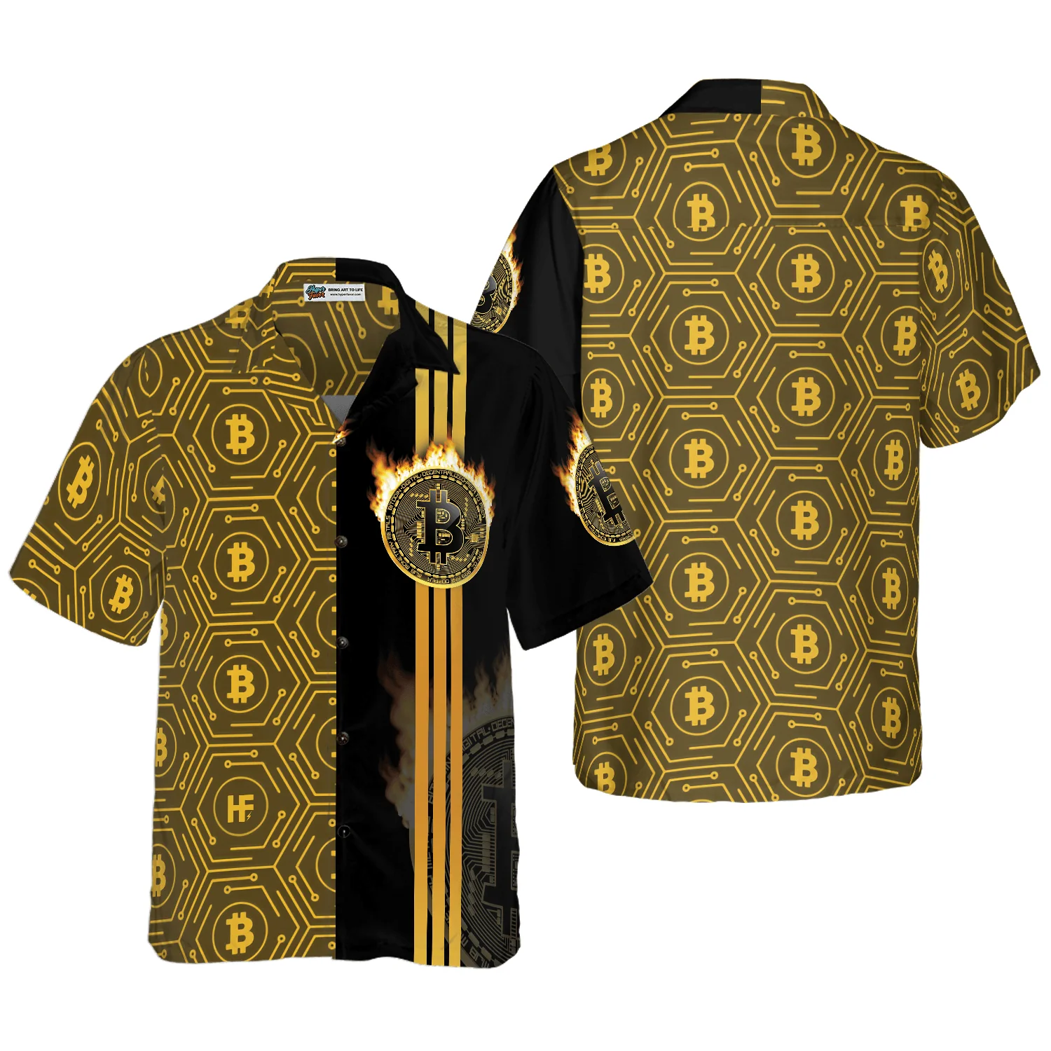 Bitcoin Flame Hawaiian Shirt For Summer, Colorful Hawaiian Shirt Outfit For Men Women, Gift For Friend, Team, Family