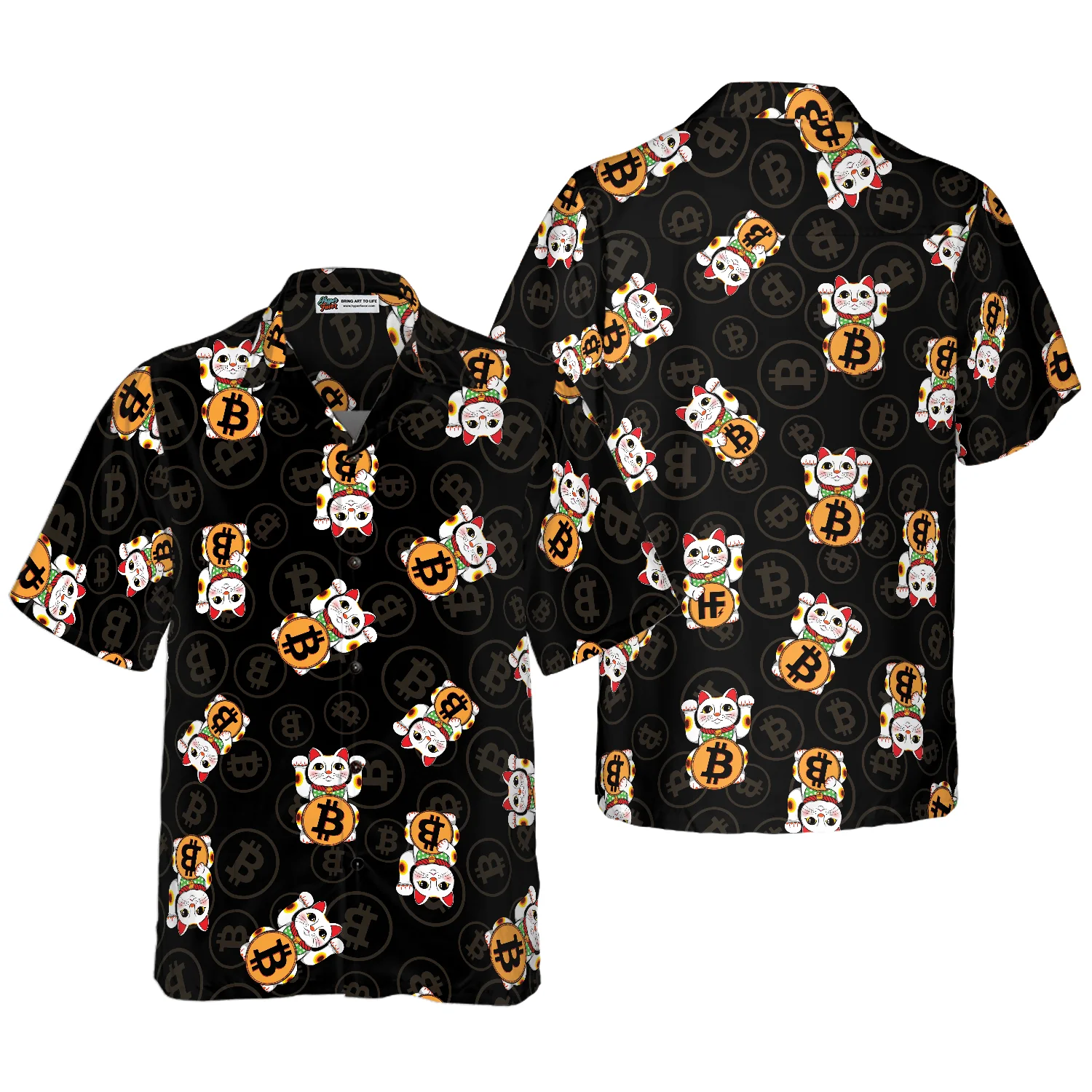 Bitcoin Hawaiian Shirt, Lucky Cat Colorful Summer Aloha Shirt For Men Women, Perfect Gift For Friend, Family, Husband, Wife, Boyfriend, Girlfriend