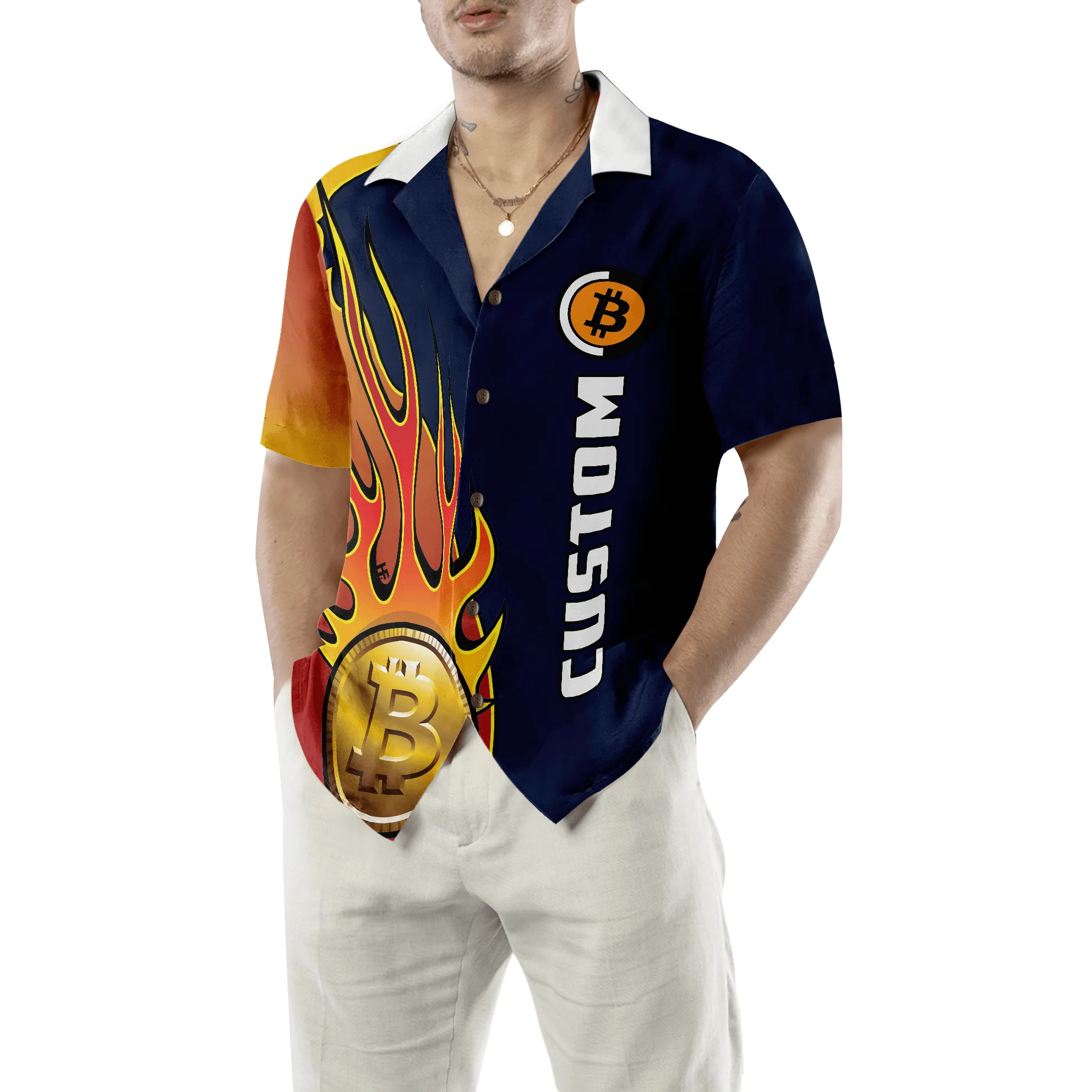 Bitcoin Logo Custom Aloha Hawaiian Shirt For Summer, Personalized Colorful Hawaiian Shirt Outfit For Men Women, Gift For Friend, Team, Family - Image 5