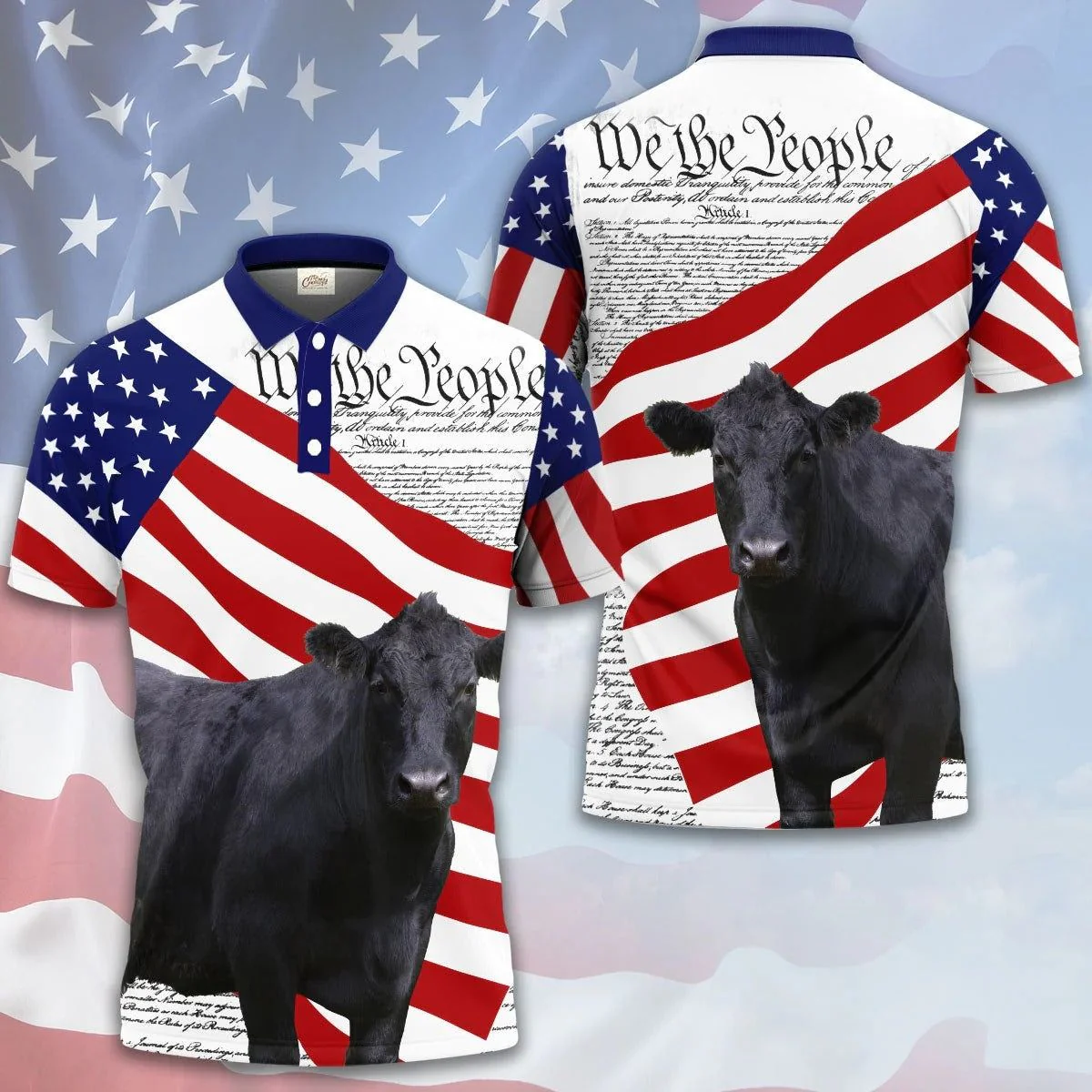 Black Angus Men Polo Shirts - Black Angus States Of America Polo Shirts For Men - Perfect Gift For Black Angus Lovers, Cattle Lovers - Image 2