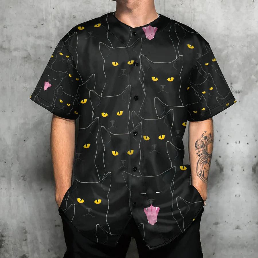 Black Cat Baseball Jersey, Black Cat Lovely Looking At You Baseball Jersey For Men And Women - Perfect Gift For Black Cat Lovers - Image 2