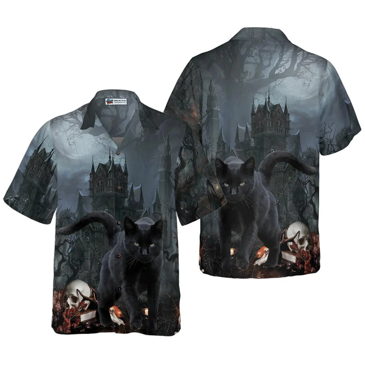 Black Cat Hawaiian Shirt, Black Cat In Spooky, Halloween Shirt For Men And Women - Perfect Gift For Lover, Friend, Family