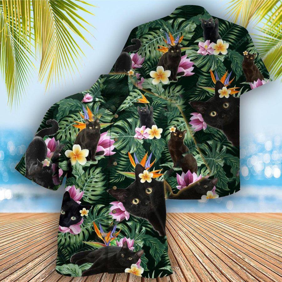Black Cat Hawaiian Shirt For Summer, Best Colorful Cool Cat Hawaiian Shirts Outfit For Men Women, Friends, Team, Cat Lover - Image 2