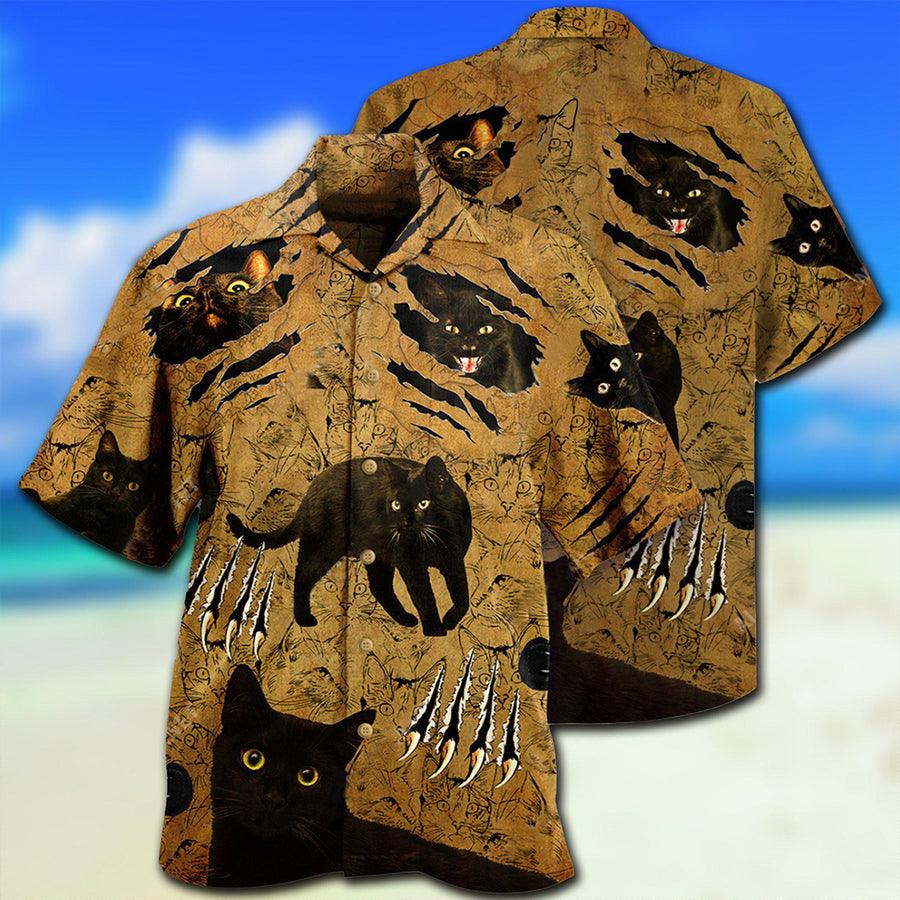 Black Cat Hawaiian Shirt For Summer, Put Your Paws Up, Best Colorful Cool Cat Hawaiian Shirts Outfit For Men Women, Friend, Team, Cat Lovers - Image 3