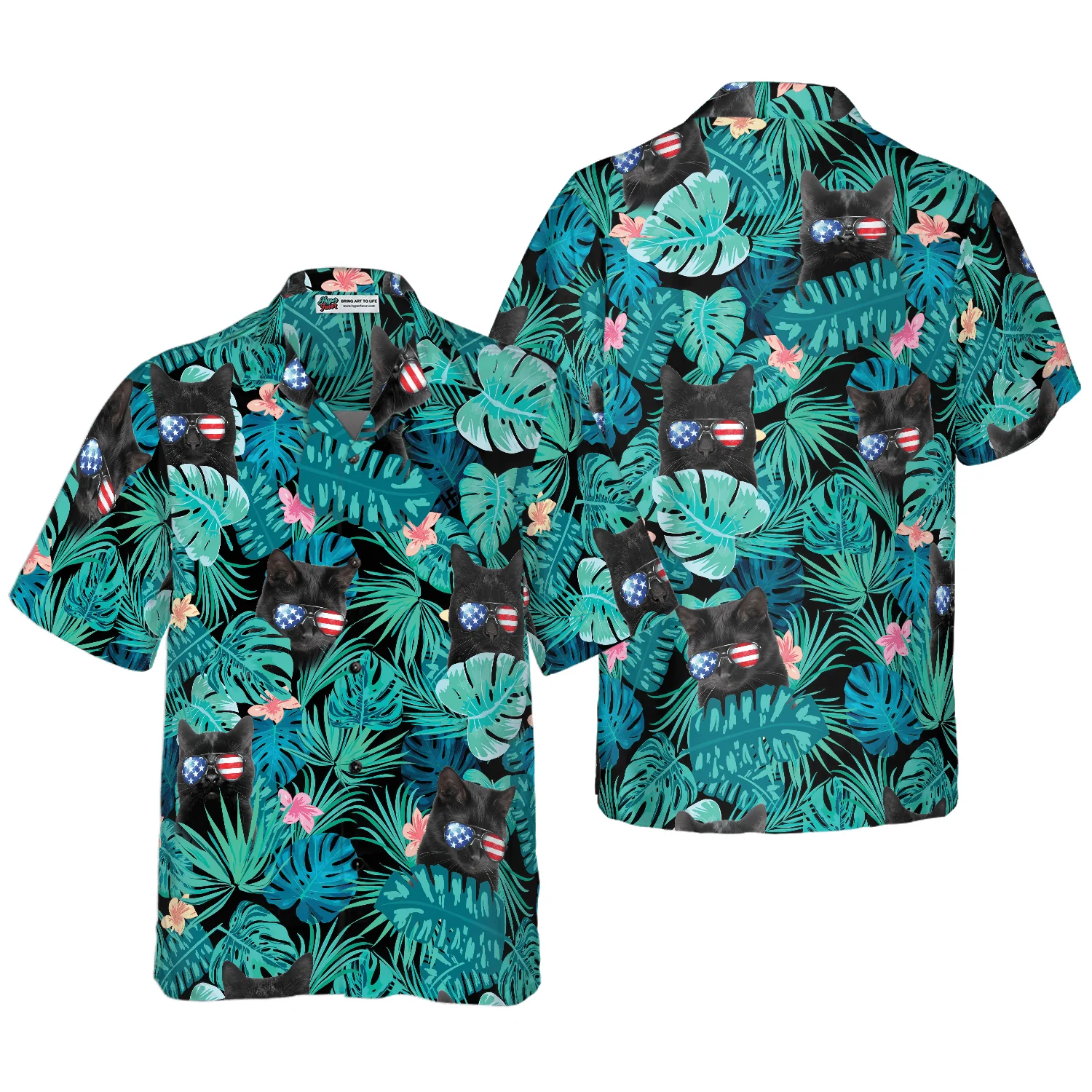 Black Cat Hawaiian Shirt For Summer, Tropical Fourth Of July, Colorful Shirt For Men Women, Perfect Gift For Friend, Team, Family, Cat Lovers