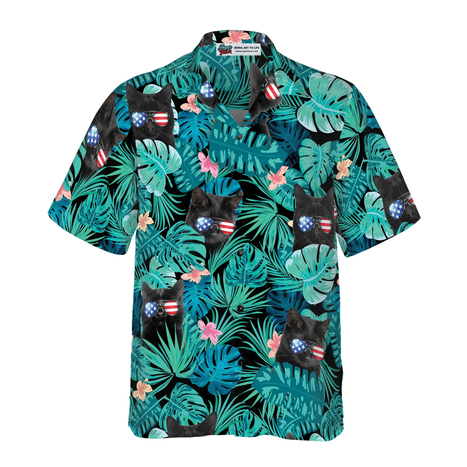 Black Cat Hawaiian Shirt For Summer, Tropical Fourth Of July, Colorful Shirt For Men Women, Perfect Gift For Friend, Team, Family, Cat Lovers - Image 3