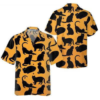 Black Cat Hawaiian Shirt, Yoga Black Cat Shirt For Men - Perfect Gift For Men, Cat Lovers, Husband, Boyfriend, Friend, Family