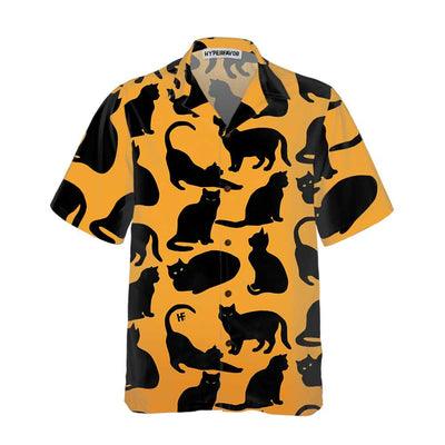 Black Cat Hawaiian Shirt, Yoga Black Cat Shirt For Men - Perfect Gift For Men, Cat Lovers, Husband, Boyfriend, Friend, Family - Image 2