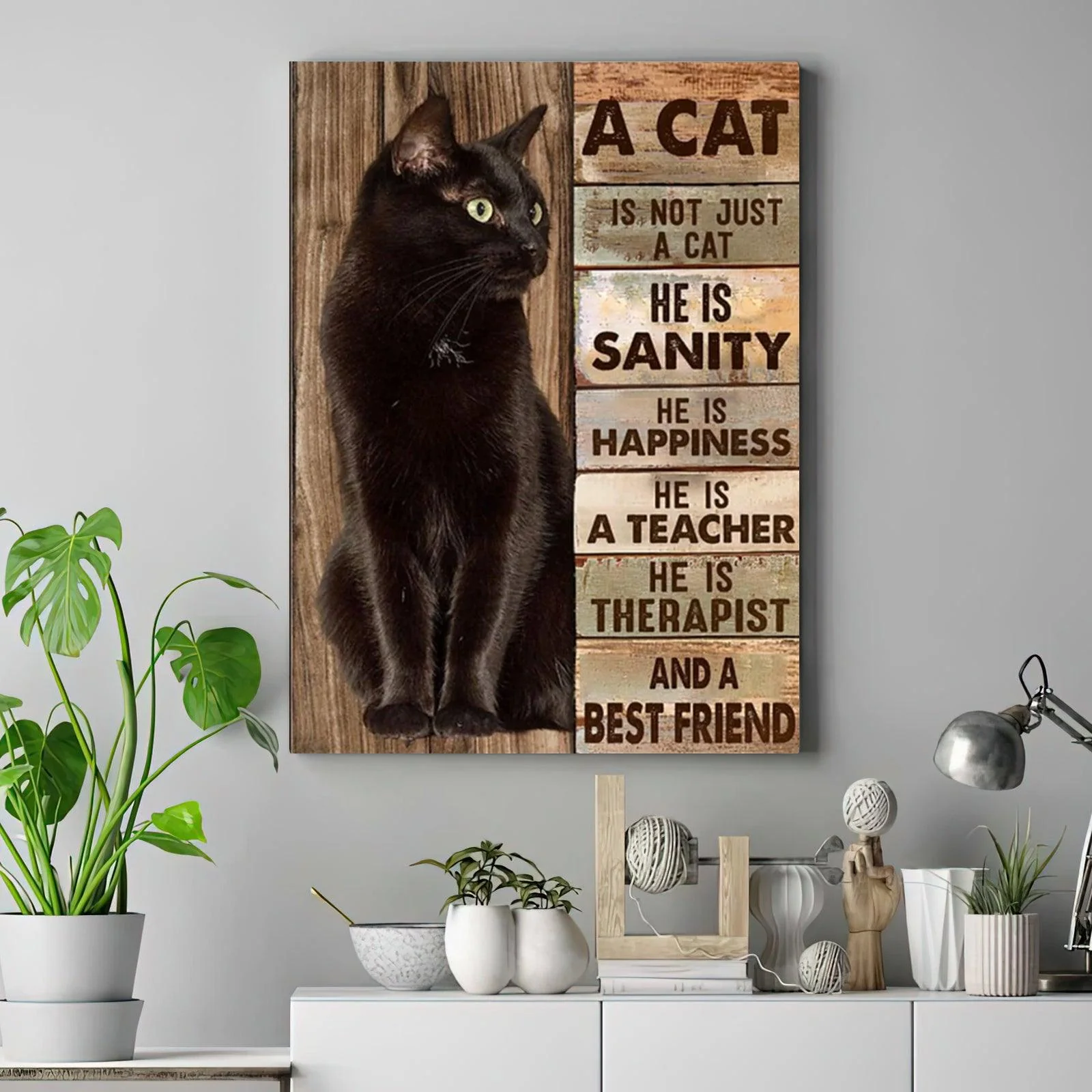 Black Cat Portrait Canvas - A Cat Is Not Just A Cat Premium Wrapped Canvas - Perfect Gift For Black Cat Lovers, Black Cat Owners, Cat Lovers - Image 2