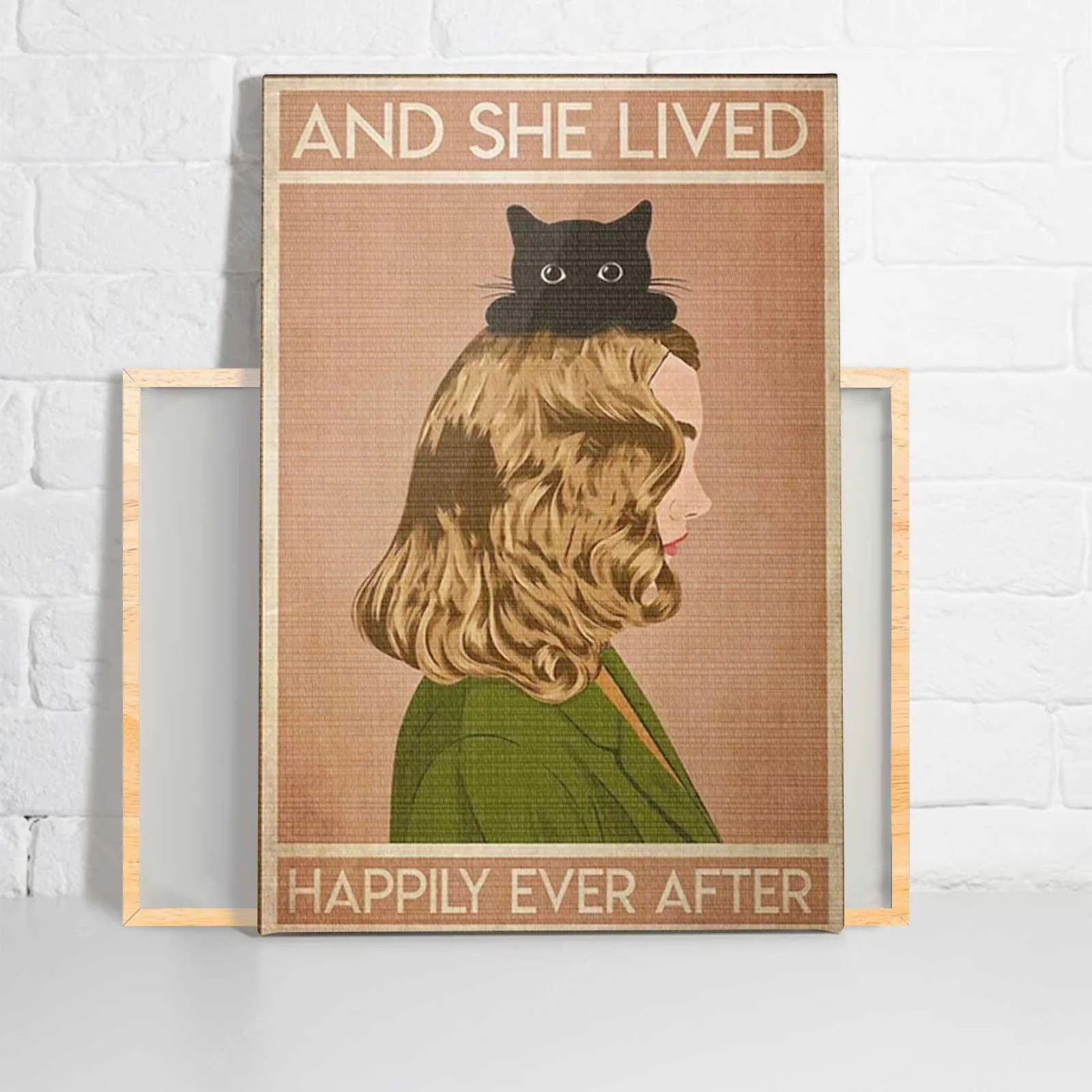 Black Cat Portrait Canvas - Black Cat And She Lived Happily Ever After Premium Wrapped Canvas - Perfect Gift For Cat Lovers, Black Cat Owners - Image 2