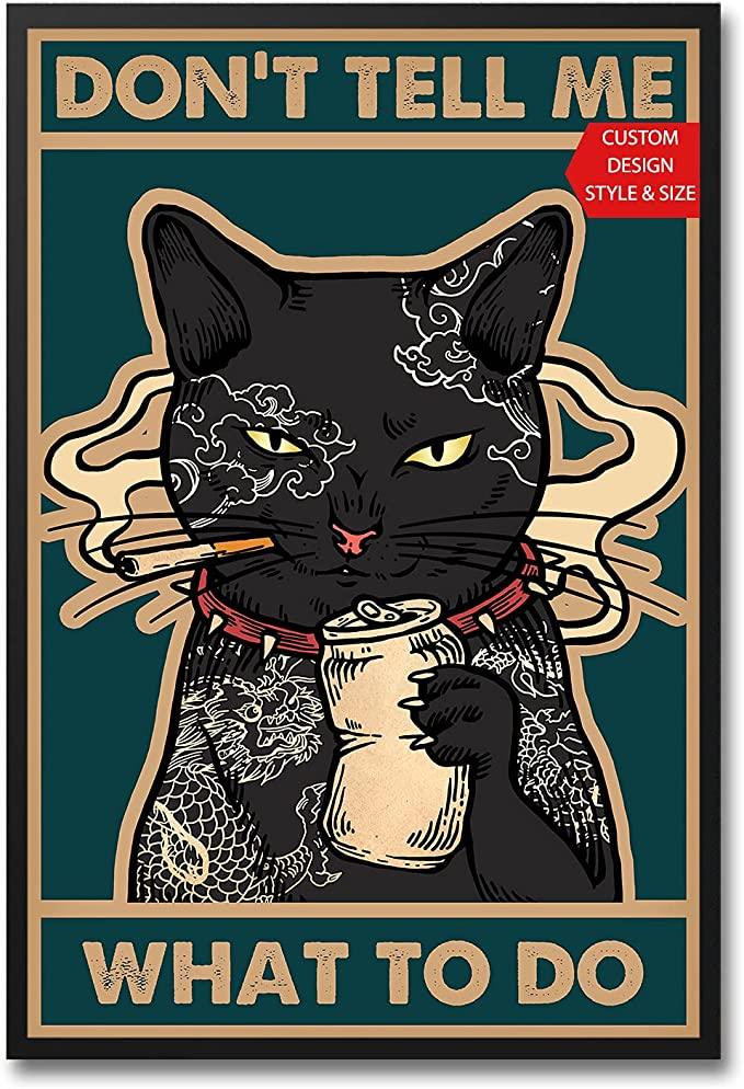 Black Cat Portrait Canvas - Black Cat Don’t Tell Me What To Do, Vintage Black Cat - Perfect Gift For Black Cat Lovers, Cat Lovers