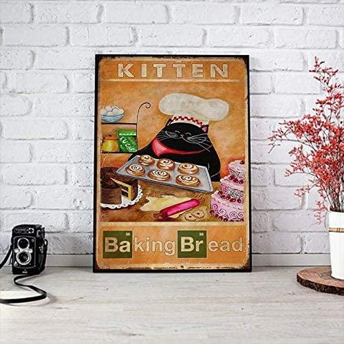 Black Cat Portrait Canvas - Black Cat Kitten Baking Bread, Funny Black Cat - Perfect Gift For Black Cat Lovers, Cat Lovers - Image 2