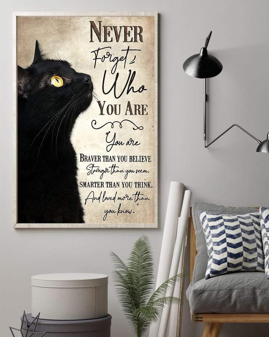 Black Cat Portrait - Never Forget Who You Are, You are braver than you believe Canvas - Gift For Cat Lovers Mattle Canvas, Premium Wrapped Canvas - Image 3