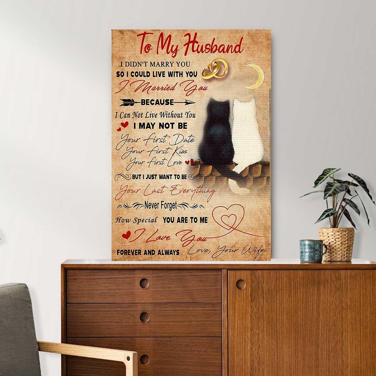Black Cat Portrait Canvas, Cat Wife To My Husband I Love You Forever And Always Premium Wrapped Canvas - Gift For Family, Cat Lovers - Image 2