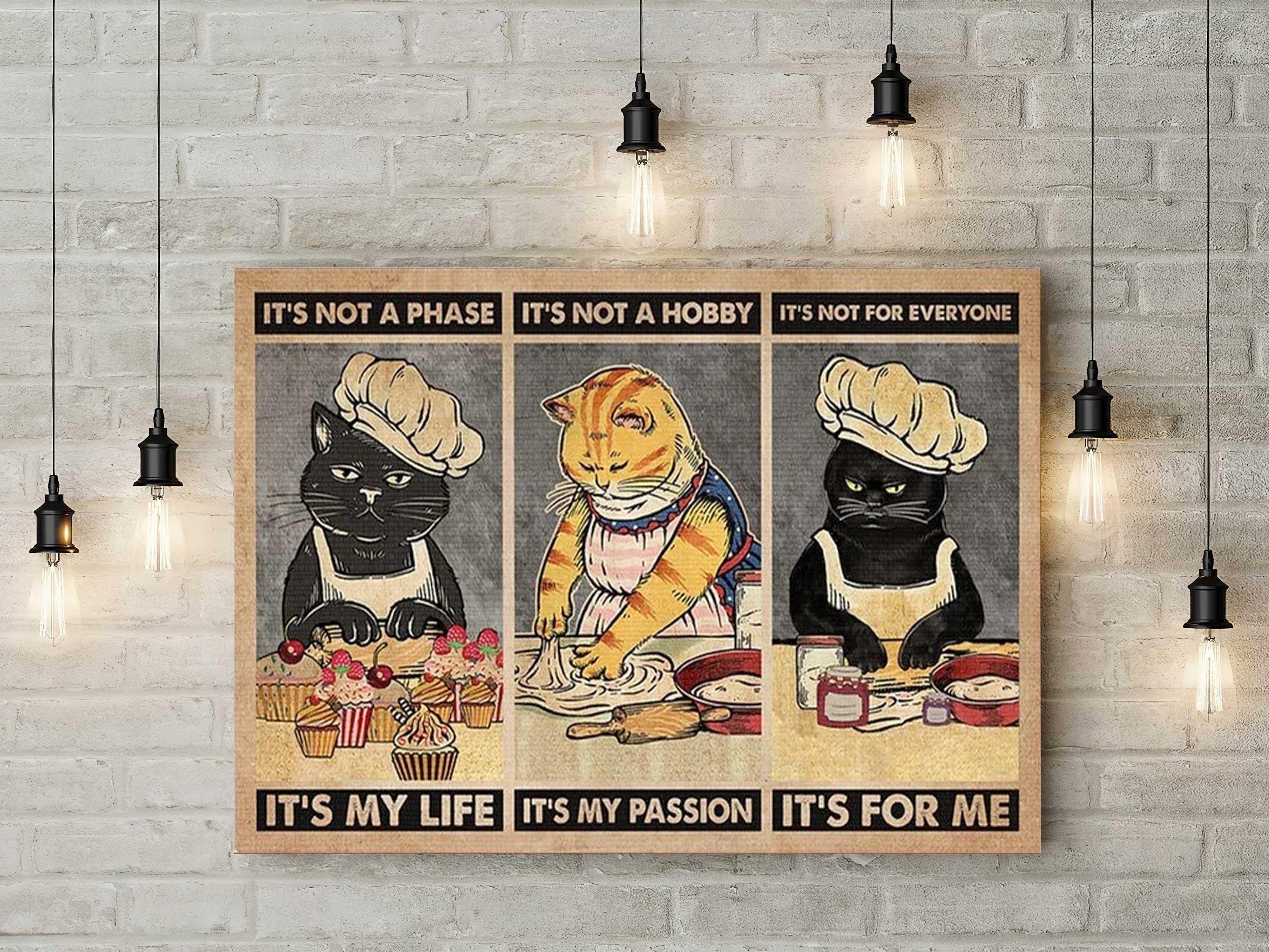 Black Cat Portrait Canvas - It's Not A Phase Cat Baking, Cooking Cat, Funny Cat Premium Wrapped Canvas - Perfect Gift For Black Cat Lover, Chief