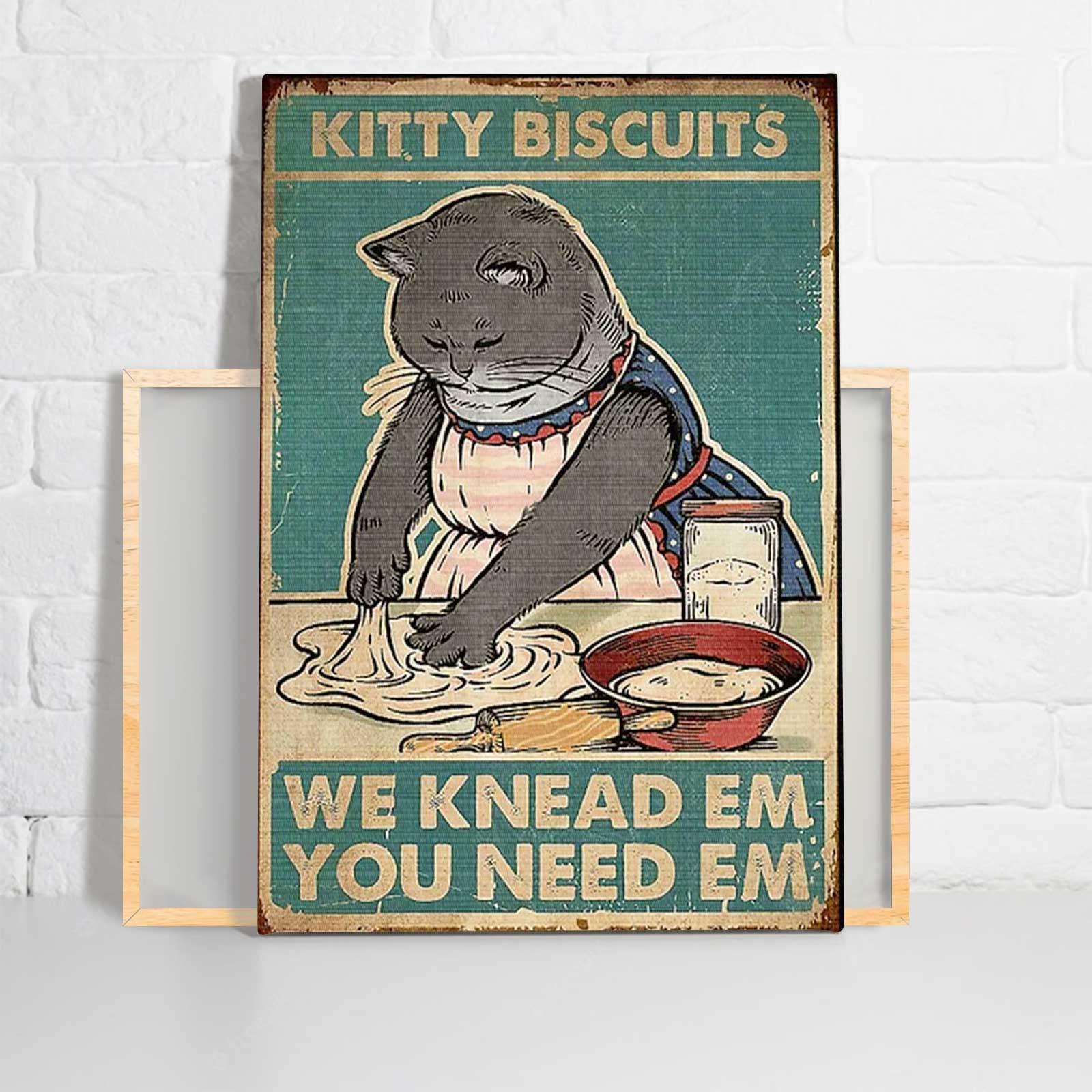 Black Cat Portrait Canvas - Kitty Biscuits, We Knead Em You Need Em Premium Wrapped Canvas - Perfect Gift For Black Cat Lover - Image 2