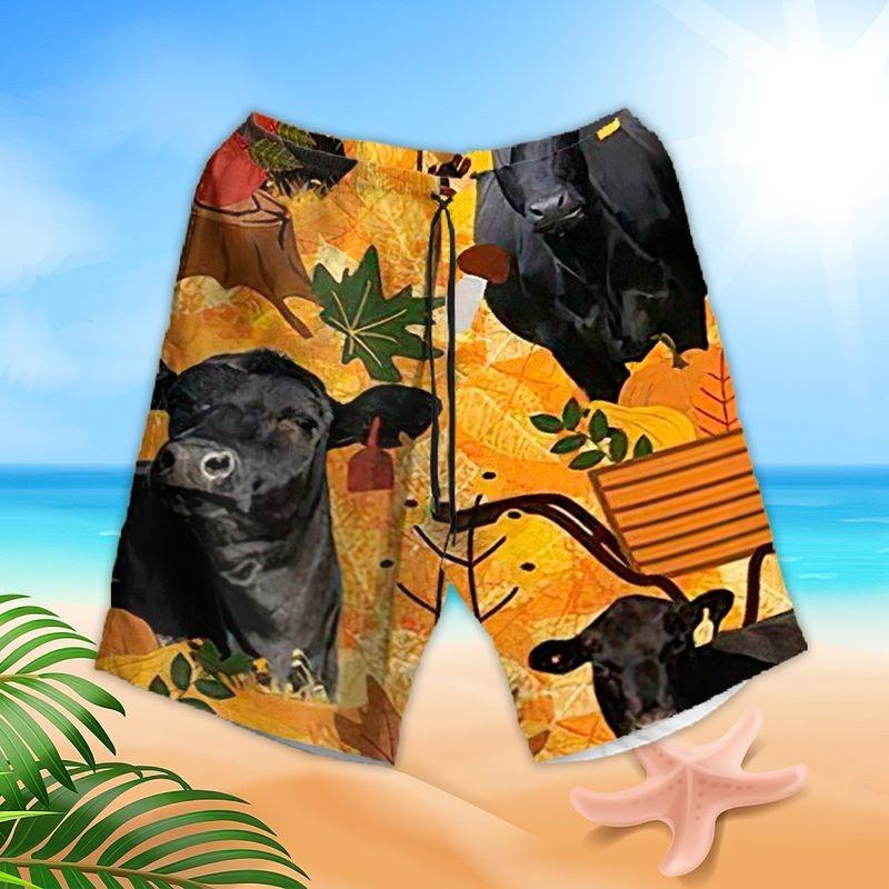 Black Cow Cattle Aloha Hawaiian Shirt - Cow Pumpkin Autumn Hawaiian Shirt, Autumn Leaves Hawaiian Shirt For Men & Women, Cow Lover - Image 2
