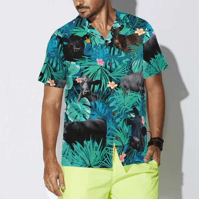 Black Cow Hawaiian Shirt, Tropical Summer Flower And Leave Hawaiian Shirt For Men - Perfect Gift For Cow Lovers, Husband, Boyfriend, Friend, Family - Image 4