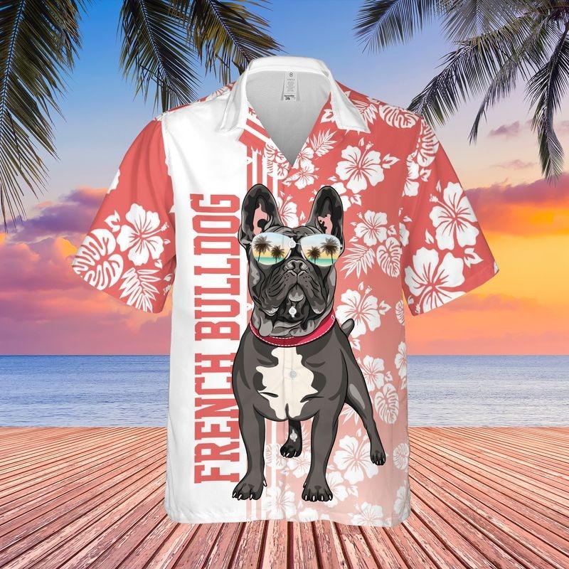 Black French Bulldog Aloha Hawaiian Shirt, Tropical Leaves Hawaiian Shirt, French Bulldog Sunglass Hawaiian Shirt For Men & Women, Bulldog Lover - Image 2