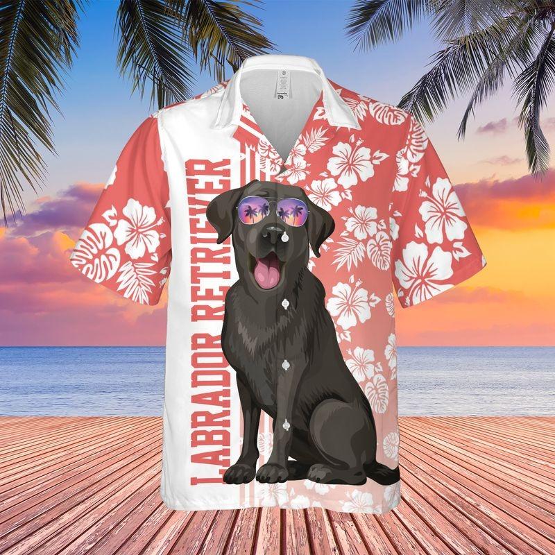 Black Labrador Retriever Aloha Hawaiian Shirt - Tropical Leaves Hawaiian Shirt, Labrador Sunglass Hawaiian Shirt For Men & Women, Labrador Lover - Image 2