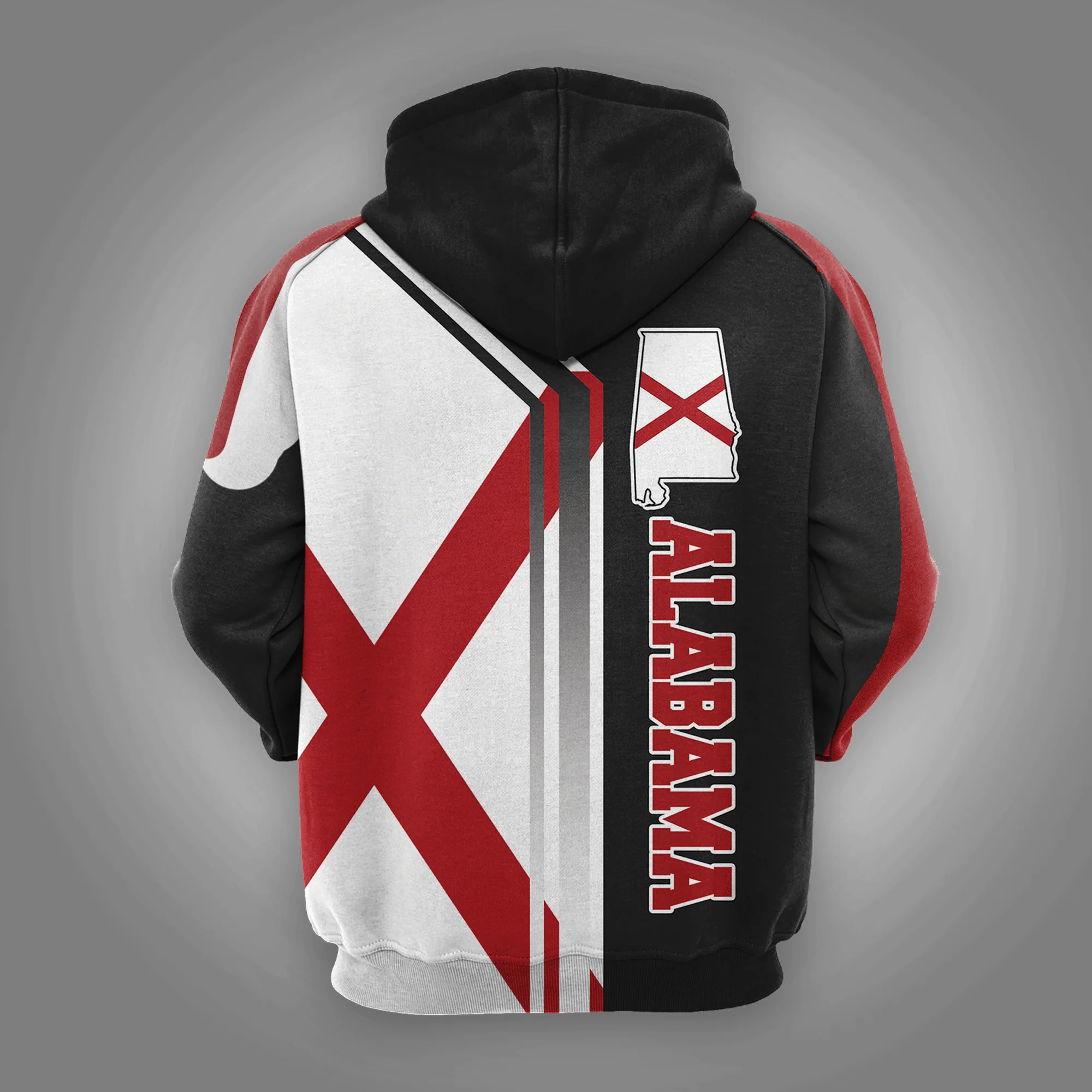 Black White Alabama Flag Map Pullover Premium Hoodie, Perfect Outfit For Men And Women On Christmas New Year Winter - Image 2