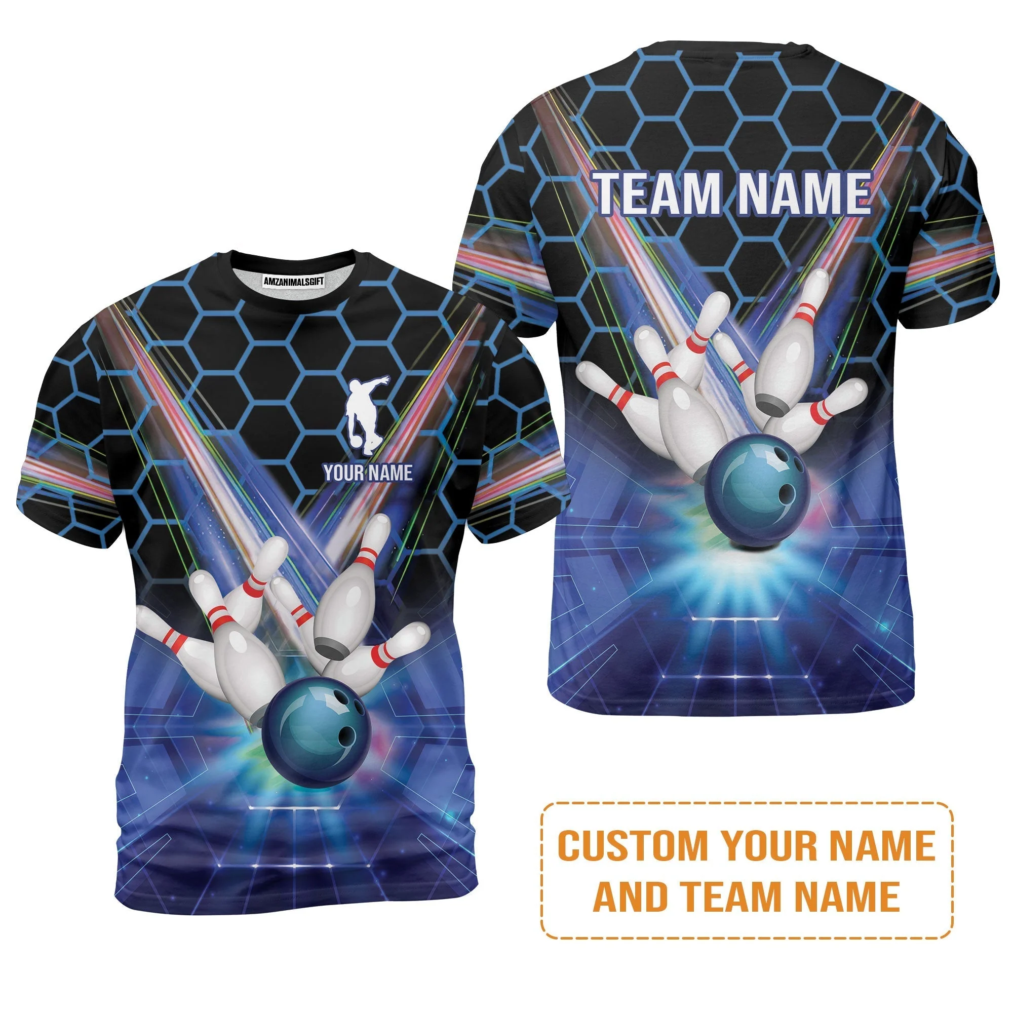 Blue Bowling Custom Hoodie, Bowling Personalized Hoodie, Bowling Shirt Custom Name and Team Name - Image 10