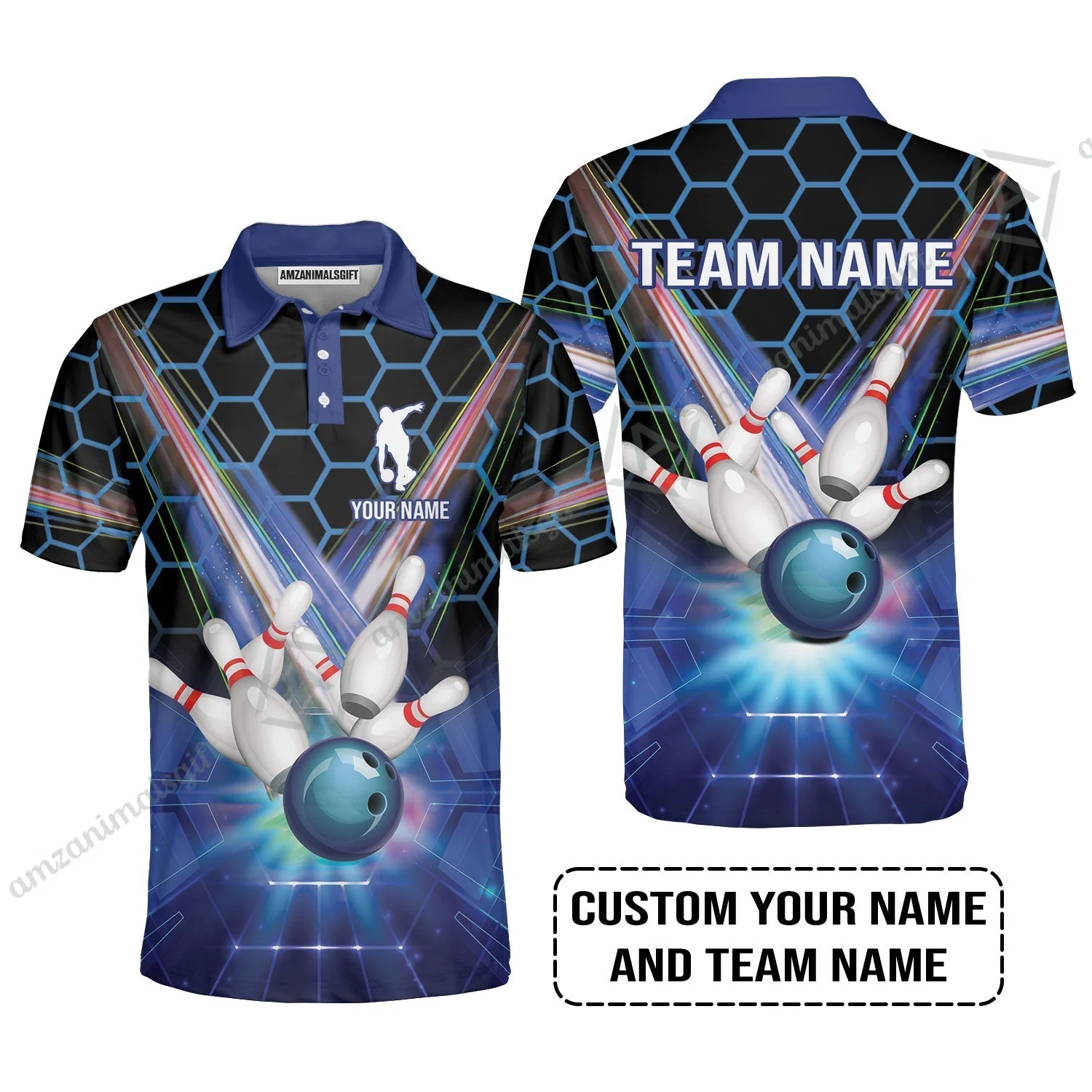 Blue Bowling Custom Hoodie, Bowling Personalized Hoodie, Bowling Shirt Custom Name and Team Name - Image 5