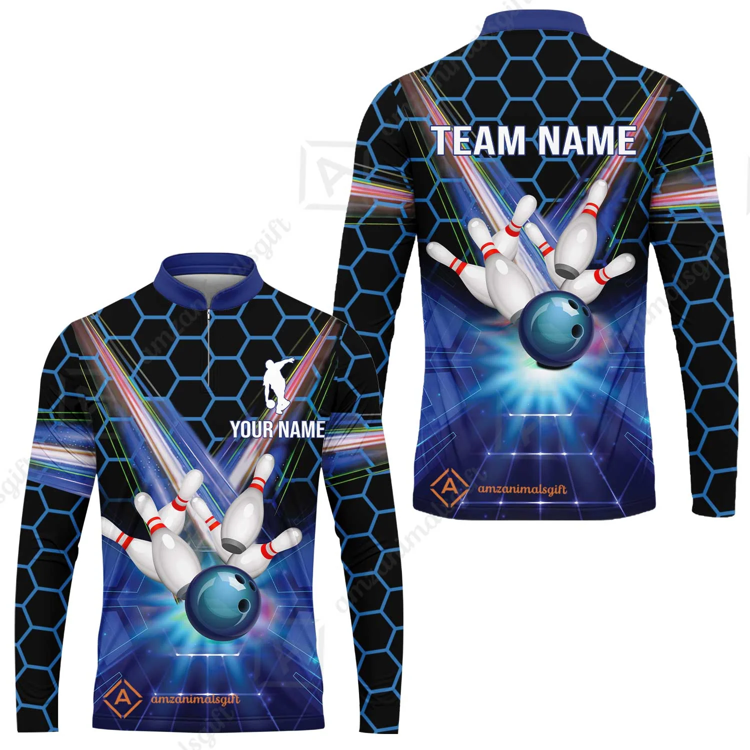 Blue Bowling Custom Men Polo Shirt, Bowling Personalized Polo Shirt, Bowling Shirt Custom Name and Team Name - Image 11