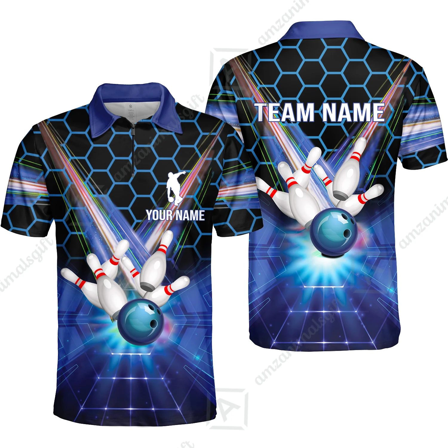 Blue Bowling Custom Men Polo Shirt, Bowling Personalized Polo Shirt, Bowling Shirt Custom Name and Team Name - Image 12