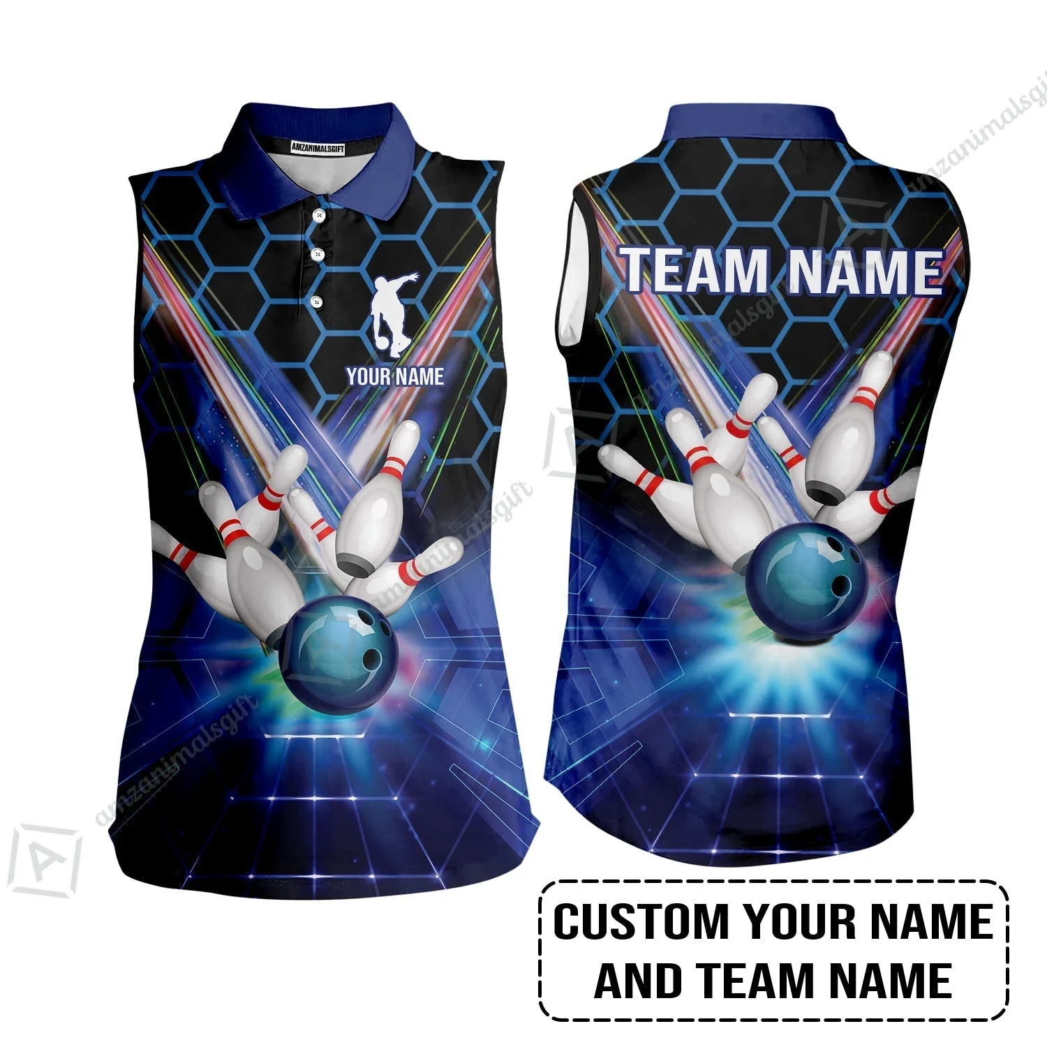 Blue Bowling Custom Sweatshirt, Bowling Personalized Sweatshirt, Bowling Shirt Custom Name and Team Name - Image 8