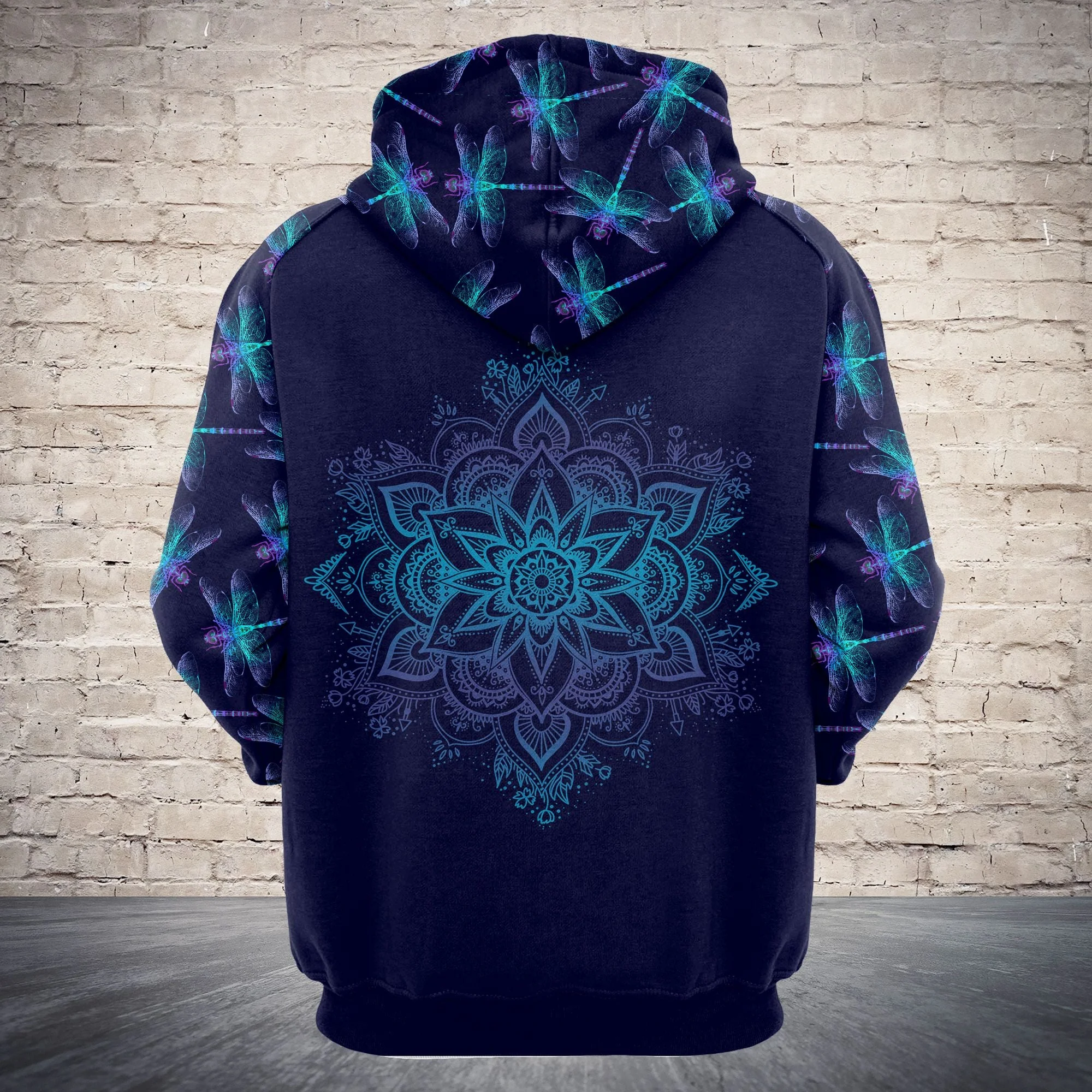 Blue Dragonfly Mandala Pullover Premium Hoodie, Perfect Outfit For Men And Women On Christmas New Year Autumn Winter - Image 3