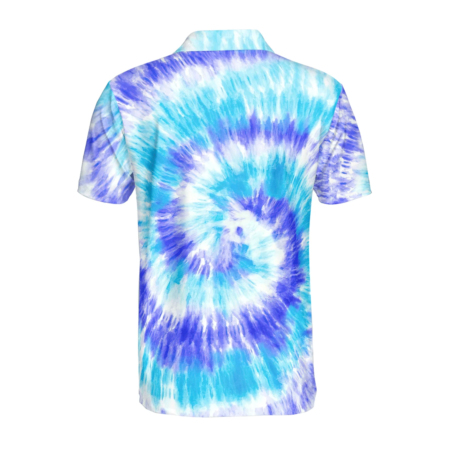 Custom Golf Men Polo Shirt - Blue Turquoise Tie Dye Background Custom Name Golf Men Polo Shirt - Perfect Polo Shirt For Men, Golfers - Image 3