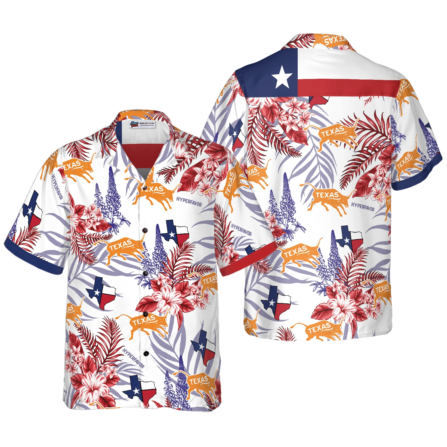 Bluebonnet Texas Aloha Hawaiian Shirt For Summer, Button Down Floral and Flag Texas, Colorful Shirt Perfect Gift For Men Women, Friend, Proud Texas