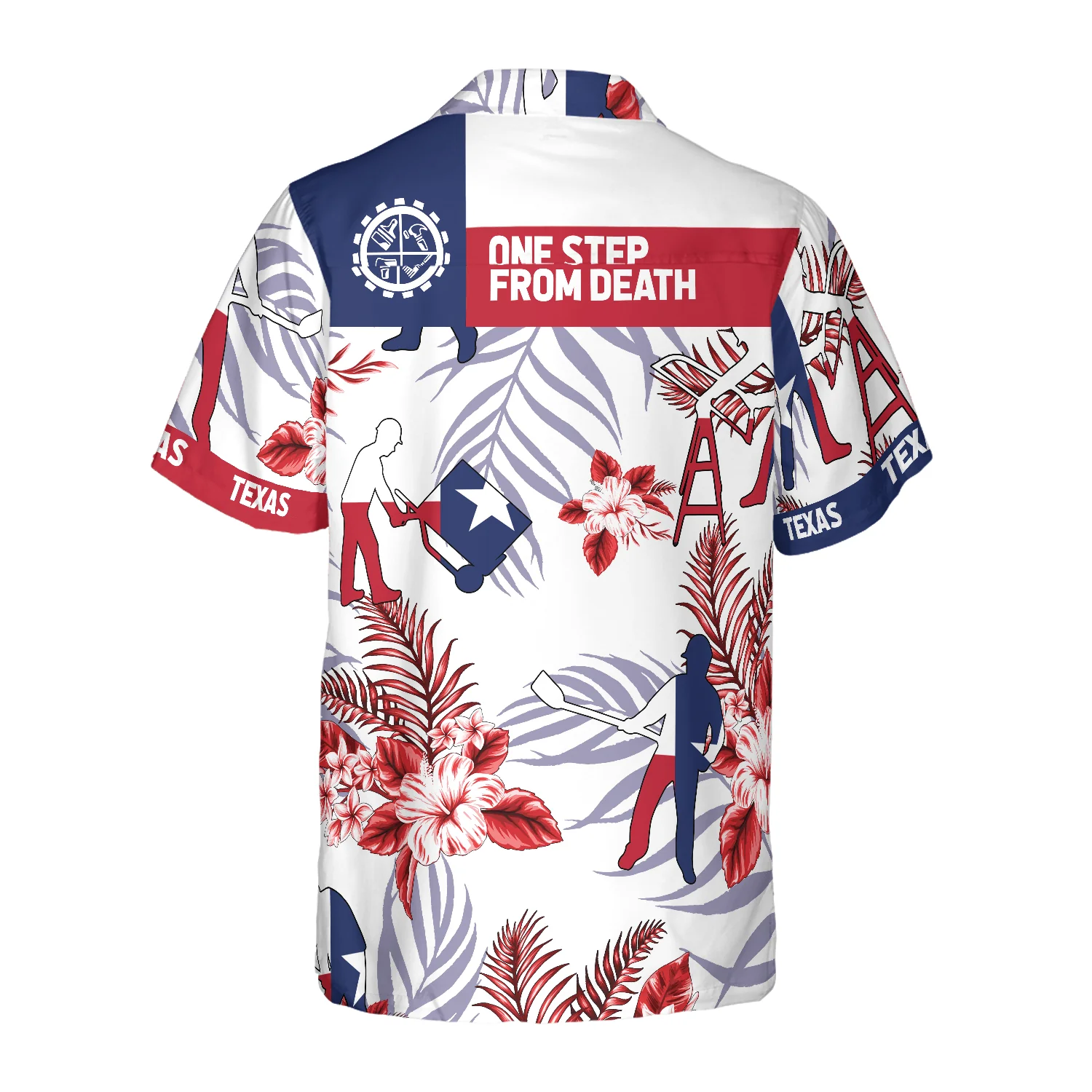 Bluebonnet Texas Aloha Hawaiian Shirt For Summer, Construction Worker Version, Button Down Floral and Flag Texas, Proud Texas Shirt For Men Women - Image 2