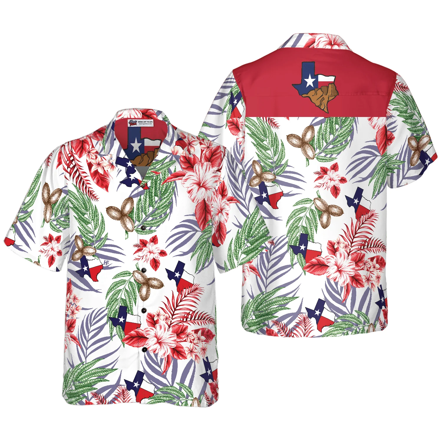 Bluebonnet Texas Pecan Hawaiian Shirt, Button Down Floral Texas Flag, Proud Texas, Summer Aloha Shirt Perfect Unique Gift For Men Women