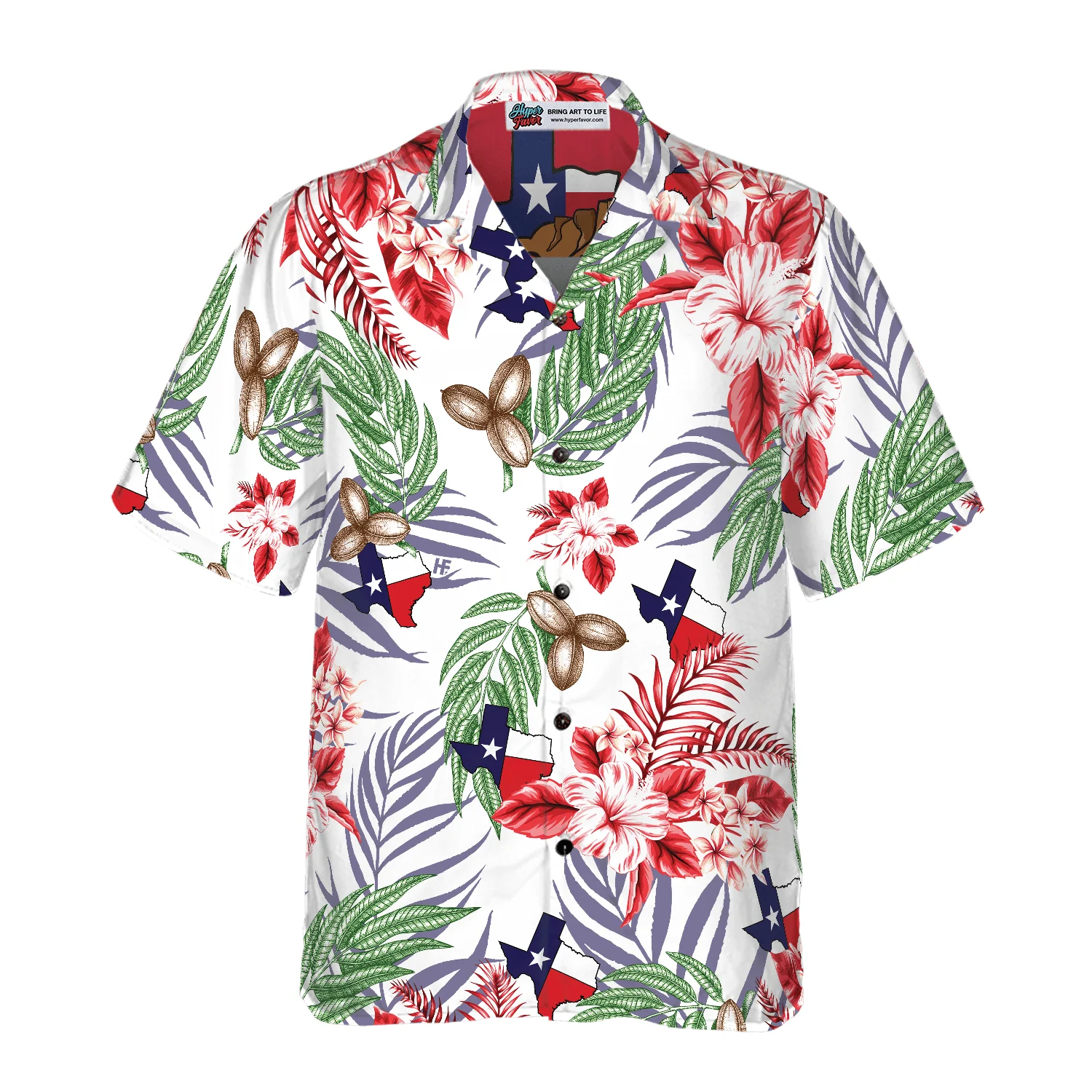 Bluebonnet Texas Pecan Hawaiian Shirt, Button Down Floral Texas Flag, Proud Texas, Summer Aloha Shirt Perfect Unique Gift For Men Women - Image 3