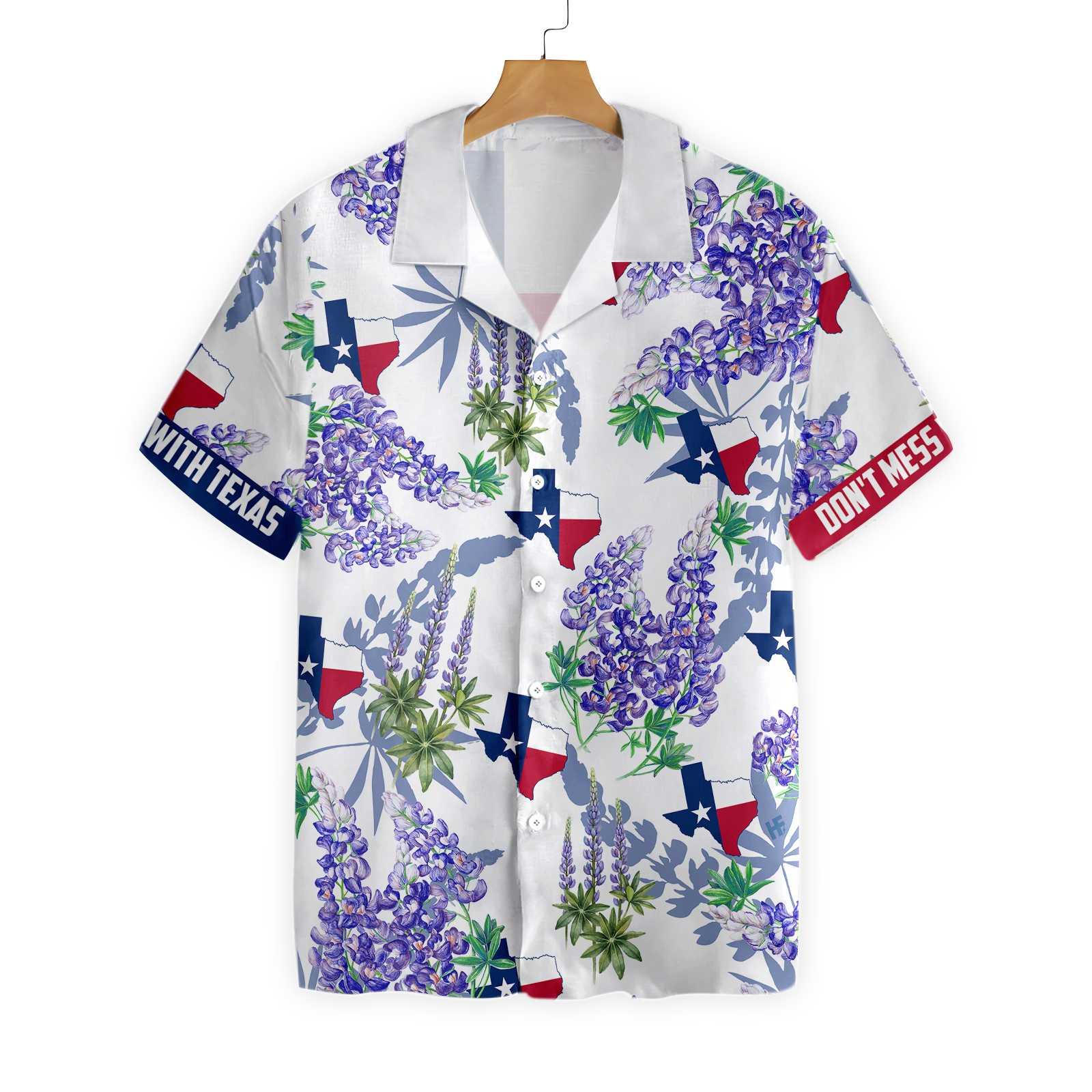 Bluebonnet Texas Purple Hawaiian Shirt, Button Down Floral And Flag Texas, Proud Texas, Colorful Summer Aloha Shirt Perfect Gift For Men Women - Image 3