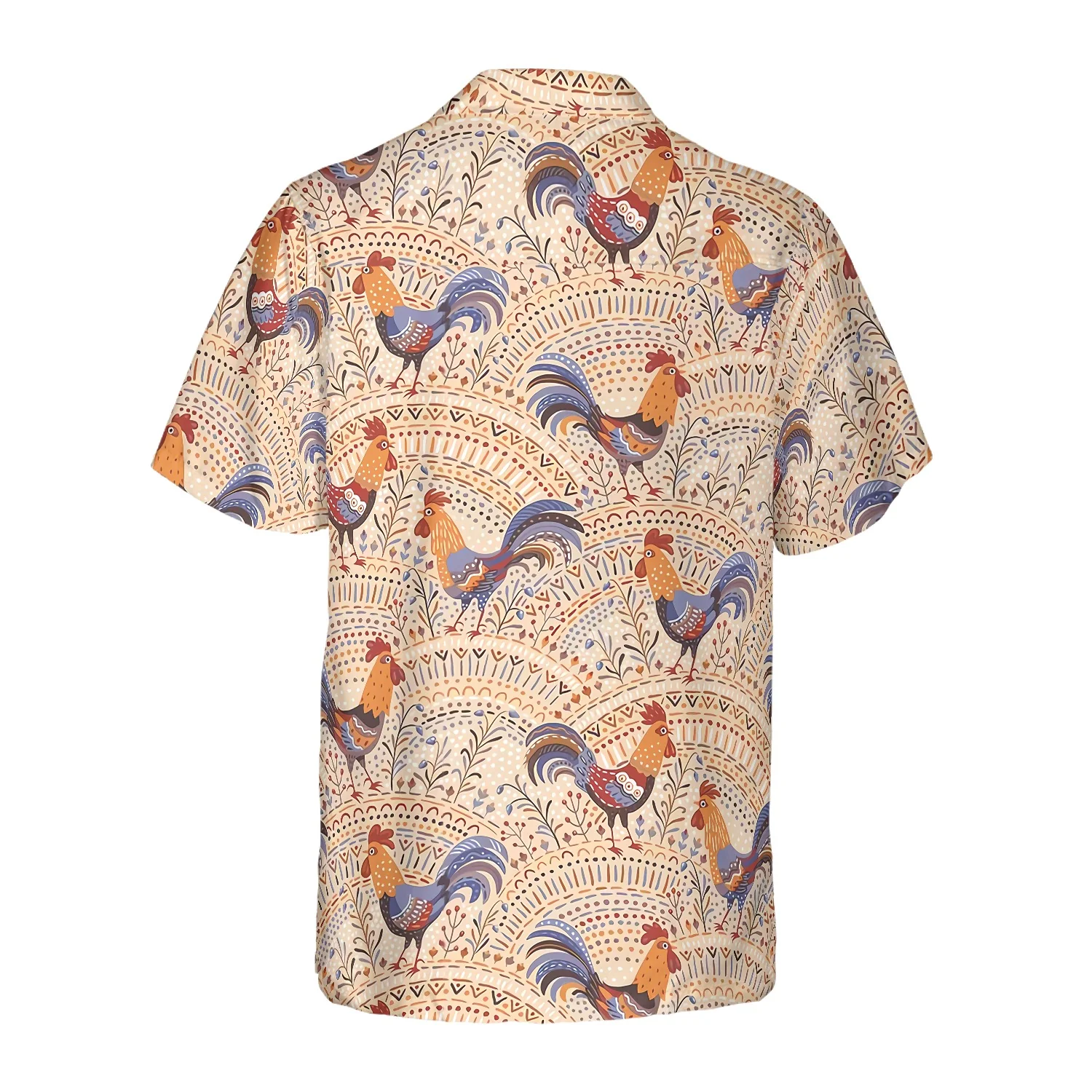 Boho Chicken Pattern Hawaiian Shirt, Funny Chicken Aloha Shirt For Men - Perfect Gift For Chicken Lovers, Husband, Boyfriend, Friend, Family - Image 3