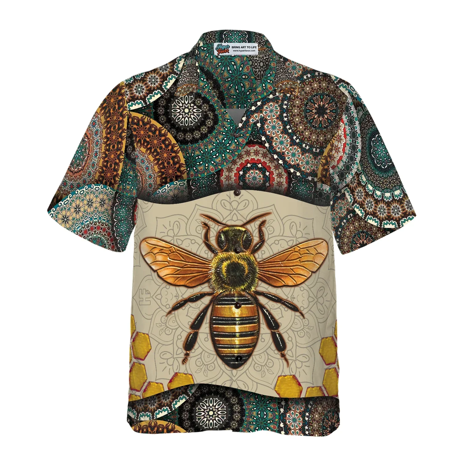 Boho Mandala Bee Hawaiian Shirt, Summer Aloha Shirts For Men Women, Perfect Gift For Husband, Wife, Boyfriend, Friend - Image 3