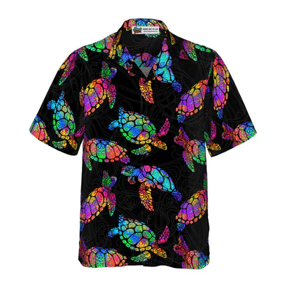 Boho Style Sea Turtle Hawaiian Shirt, Sea Turtle Aloha Shirt For Men - Perfect Gift For Sea Turtle Lovers, Husband, Boyfriend, Friend, Family - Image 2