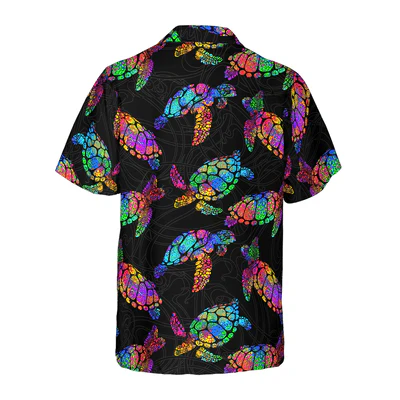 Boho Style Sea Turtle Hawaiian Shirt, Sea Turtle Aloha Shirt For Men - Perfect Gift For Sea Turtle Lovers, Husband, Boyfriend, Friend, Family - Image 3