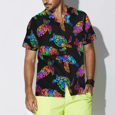 Boho Style Sea Turtle Hawaiian Shirt, Sea Turtle Aloha Shirt For Men - Perfect Gift For Sea Turtle Lovers, Husband, Boyfriend, Friend, Family - Image 4