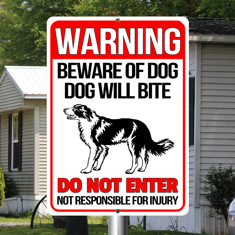 Border Collie Dog Metal Signs - Warning Beware of Dog Will Bite Do Not Enter, Customized Dog Breed Metal Signs For House Decoration - Image 2