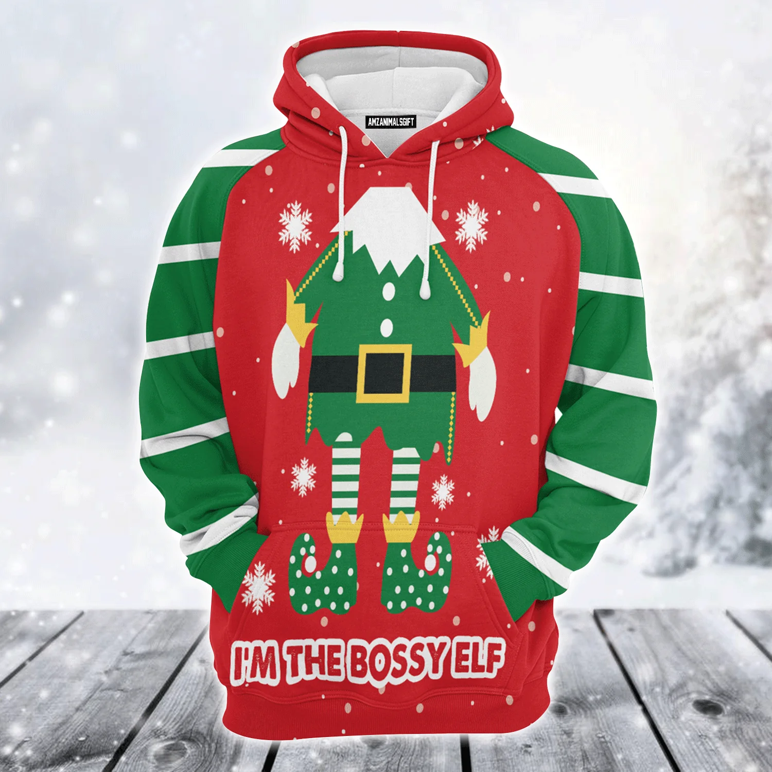 Bossy Elf Premium Christmas Hoodie, I'm The Bossu Elf Christmas Unisex Hoodie For Men & Women - Perfect Gift For Christmas, Family
